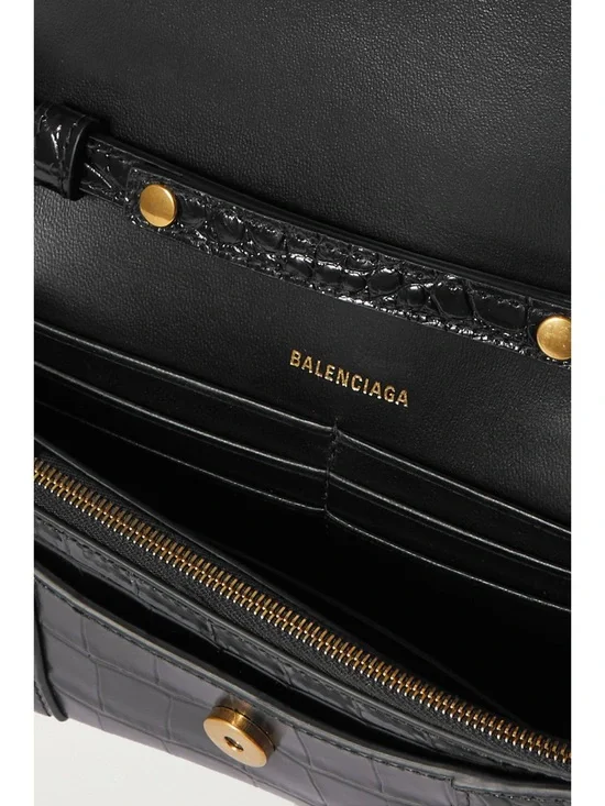 Balenciaga: Black Croc Hourglass Bag (Like New) - Picture 4 of 15